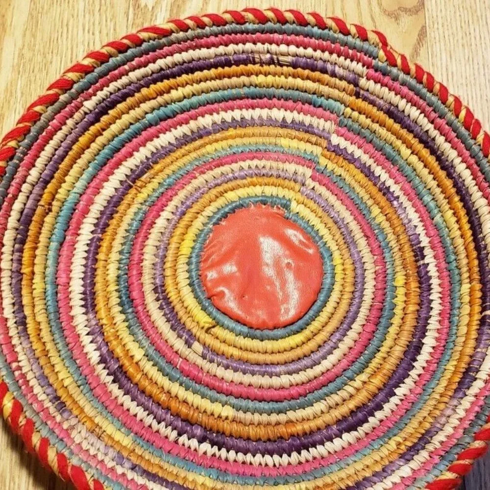 Colorful Wicker Basket Bowl Multi-Color - Picture 2 of 9